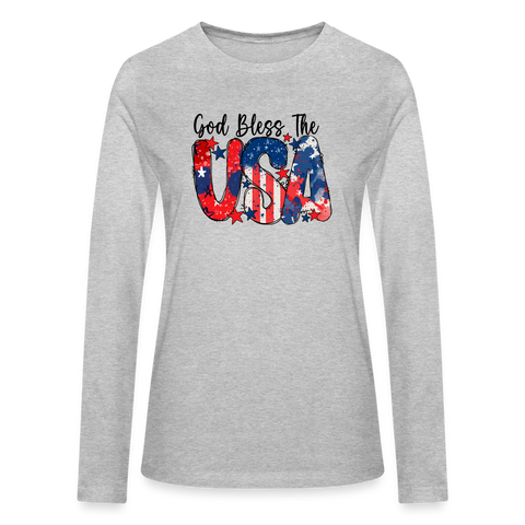 God Bless the USA Women's Long Sleeve T-Shirt - heather gray