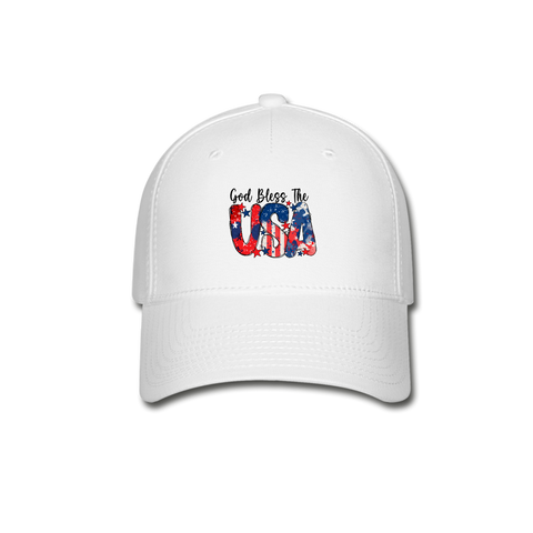 God Bless the USA Baseball Cap - white