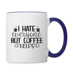 Coffee Helps Coffee Mug - white/cobalt blue