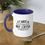 Coffee Helps Coffee Mug - white/cobalt blue