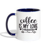 Love Language Coffee Mug - white/cobalt blue